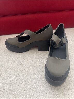 Chunky Mary Jane Platform Shoes in Olive Green UO